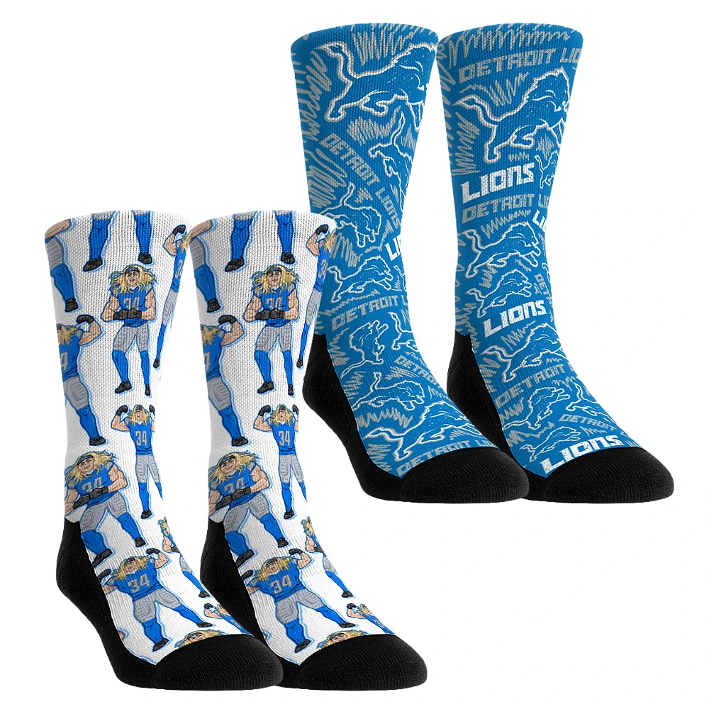 Unisex Rock Em Socks Alex Anzalone Detroit Lions 2-Pack Reverse Hurdle Crew Set