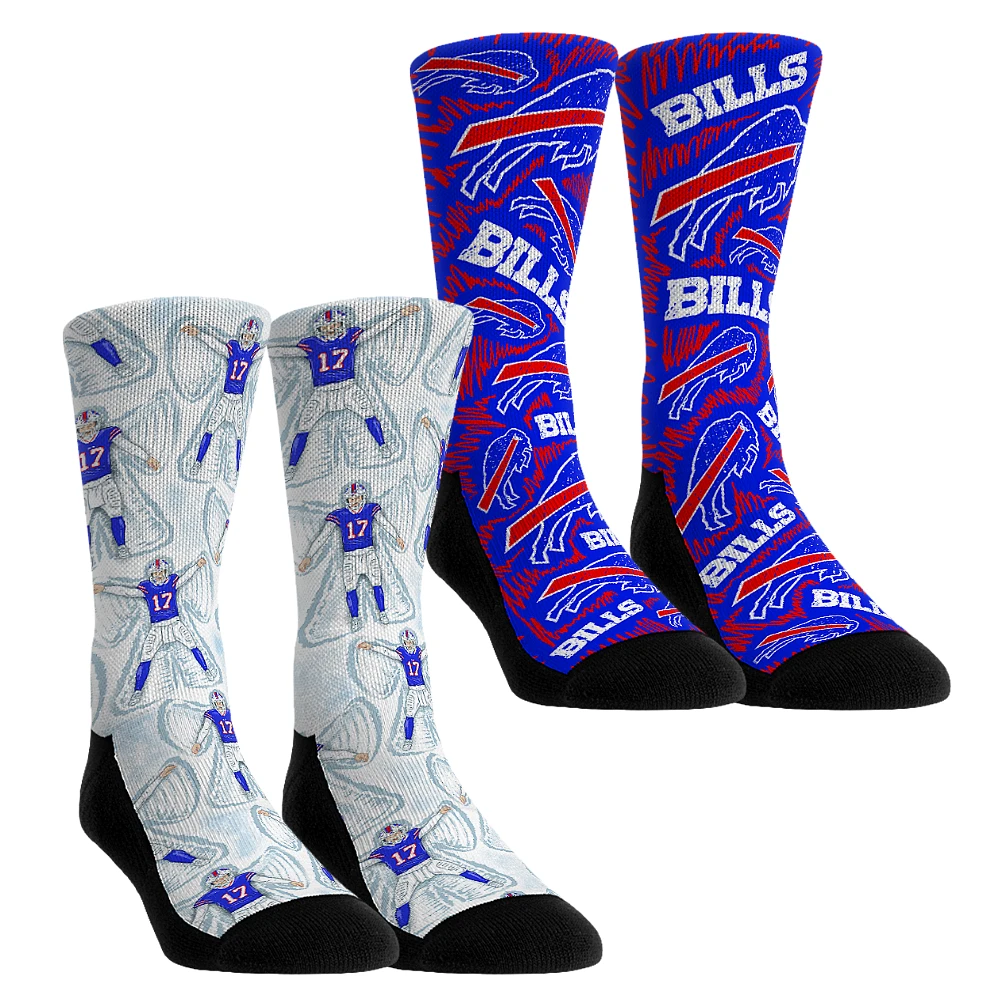 Unisex Rock Em Socks Josh Allen Buffalo Bills 2-Pack Reverse Hurdle Crew Set