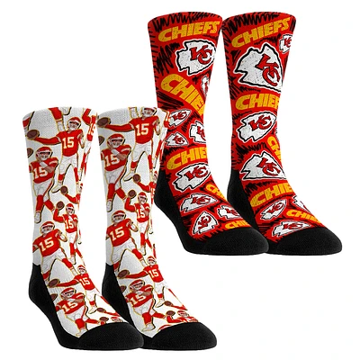 Unisex Rock Em Socks Patrick Mahomes Kansas City Chiefs 2-Pack Player Micro Moment Crew Set