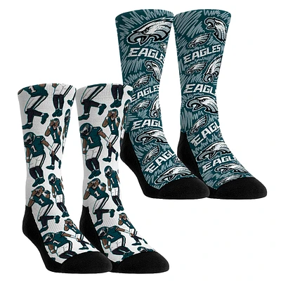 Youth Rock Em Socks Jalen Hurts Philadelphia Eagles 2-Pack Reverse Hurdle Crew Socks Set