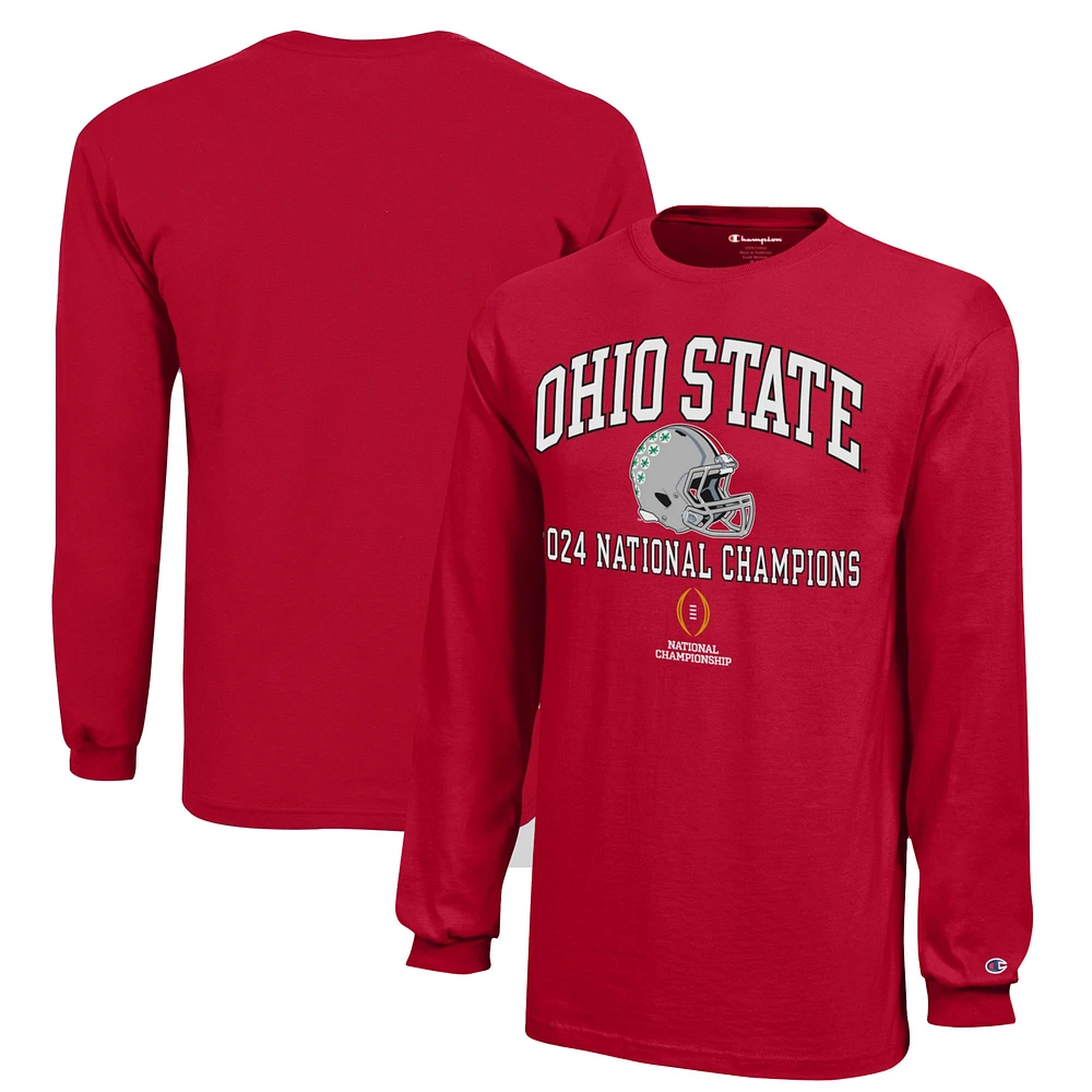 Youth Champion Scarlet Ohio State Buckeyes College Football Playoff 2024 National Champions Long Sleeve T-Shirt