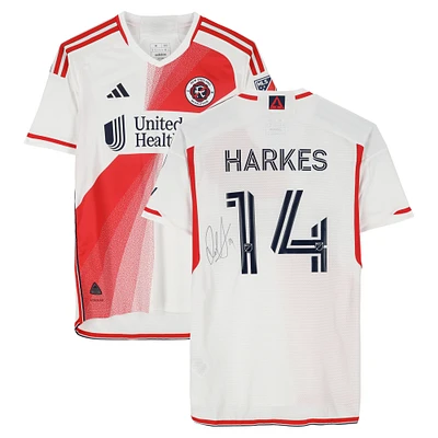 Ian Harkes New England Revolution Autographed Match-Used #14 White adidas Jersey from the 2024 MLS Season - Size M
