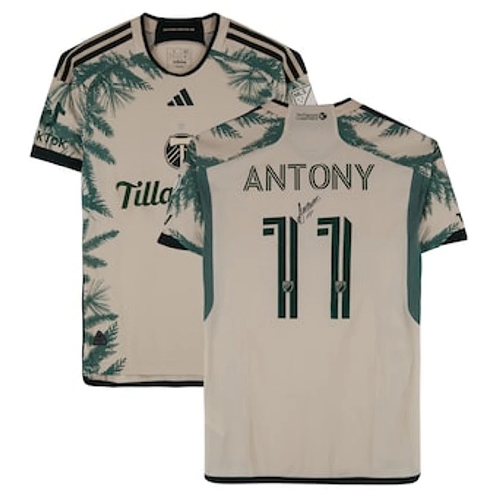 Antony Portland Timbers Autographed Match-Used #11 Tan adidas Jersey from the 2024 MLS Season - Size S