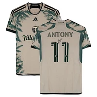 Antony Portland Timbers Autographed Match-Used #11 Tan adidas Jersey from the 2024 MLS Season - Size S