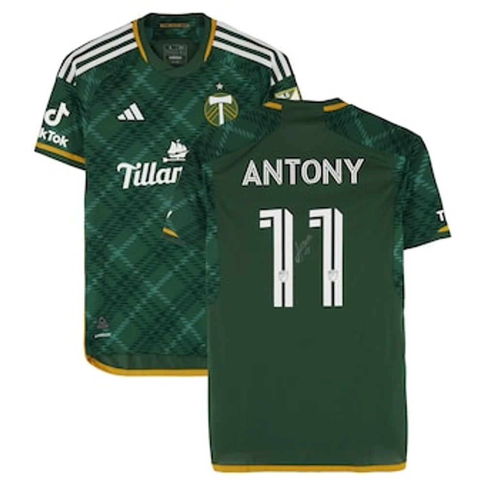 Antony Portland Timbers Autographed Match-Used #11 Green adidas Jersey from the 2024 MLS Season - Size S