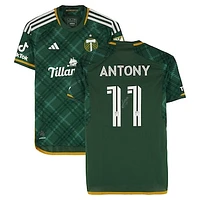 Antony Portland Timbers Autographed Match-Used #11 Green adidas Jersey from the 2024 MLS Season - Size S