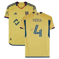 Brayan Vera Real Salt Lake Autographed Match-Used #4 Gold adidas Jersey from the 2024 MLS Season - Size M