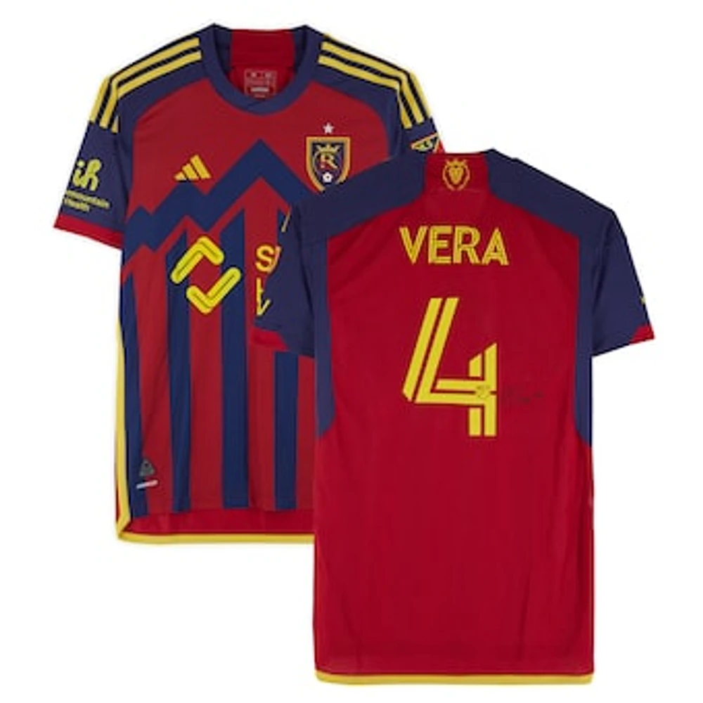 Brayan Vera Real Salt Lake Autographed Match-Used #4 Red adidas Jersey from the 2024 MLS Season - Size M