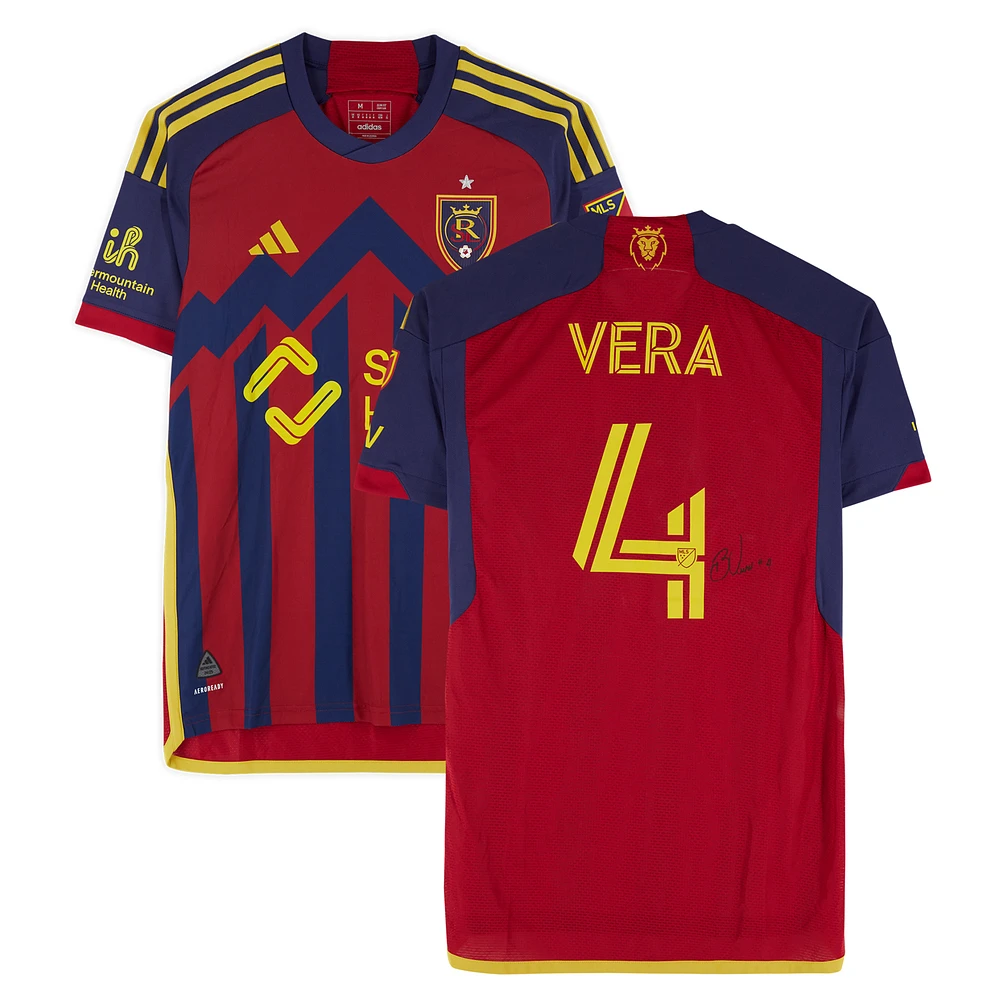 Brayan Vera Real Salt Lake Autographed Match-Used #4 Red adidas Jersey from the 2024 MLS Season - Size M