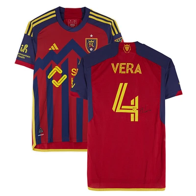 Brayan Vera Real Salt Lake Autographed Match-Used #4 Red adidas Jersey from the 2024 MLS Season - Size M