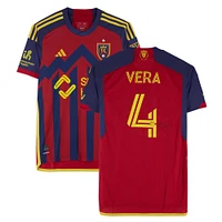 Brayan Vera Real Salt Lake Autographed Match-Used #4 Red adidas Jersey from the 2024 MLS Season - Size M