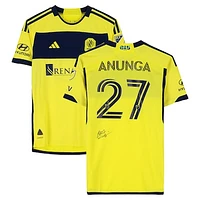 Brian Anunga Nashville SC Autographed Match-Used #27 Yellow adidas Jersey from the 2024 MLS Season - Size M