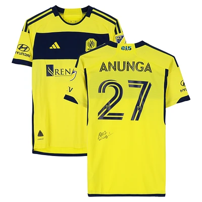 Brian Anunga Nashville SC Autographed Match-Used #27 Yellow adidas Jersey from the 2024 MLS Season - Size M