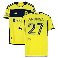 Brian Anunga Nashville SC Autographed Match-Used #27 Yellow adidas Jersey from the 2024 MLS Season - Size M