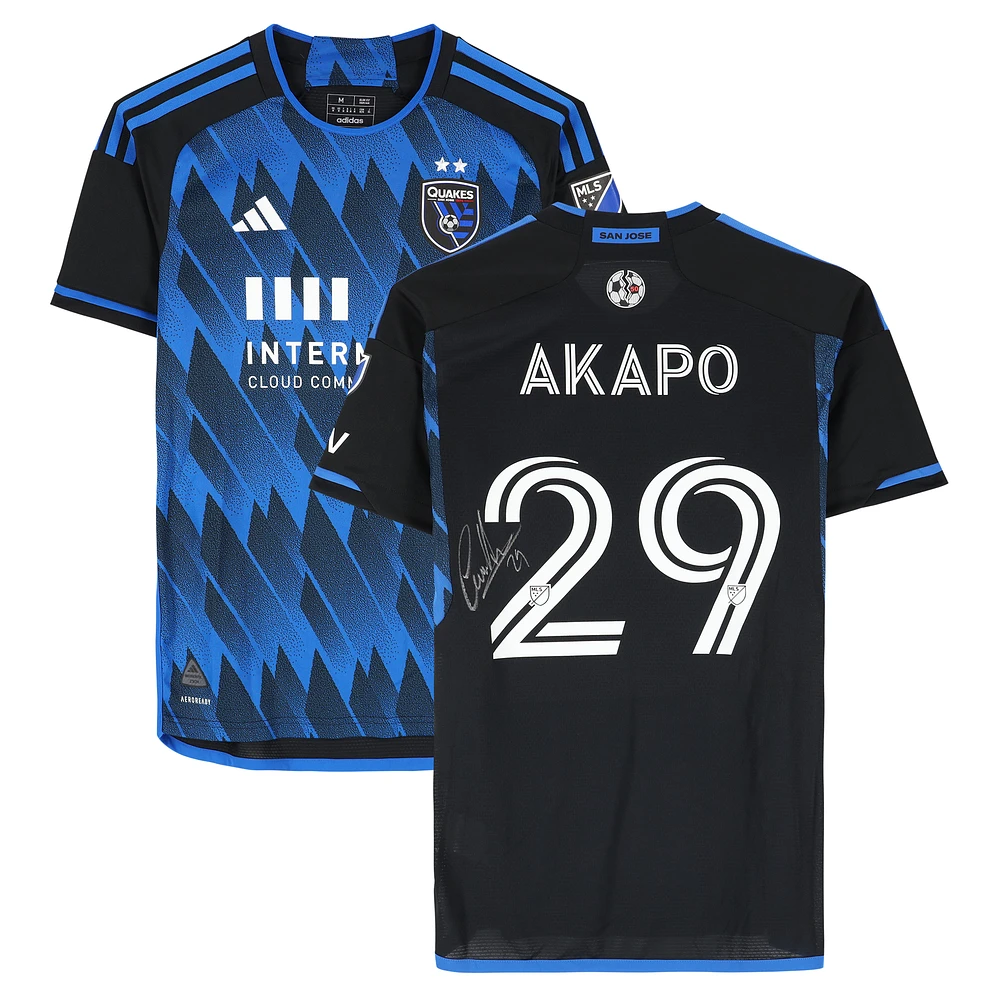 Carlos Akapo San Jose Earthquakes Autographed Match-Used #29 Blue/Black adidas Jersey from the 2024 MLS Season - Size M