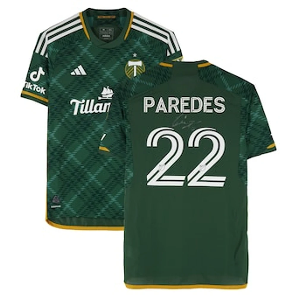 Cristhian Paredes Portland Timbers Autographed Match-Used #22 Green adidas Jersey from the 2024 MLS Season - Size M