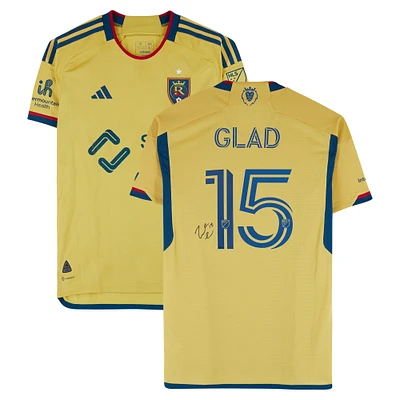 Justen Glad Real Salt Lake Autographed Match-Used #15 Gold adidas Jersey from the 2024 MLS Season - Size M