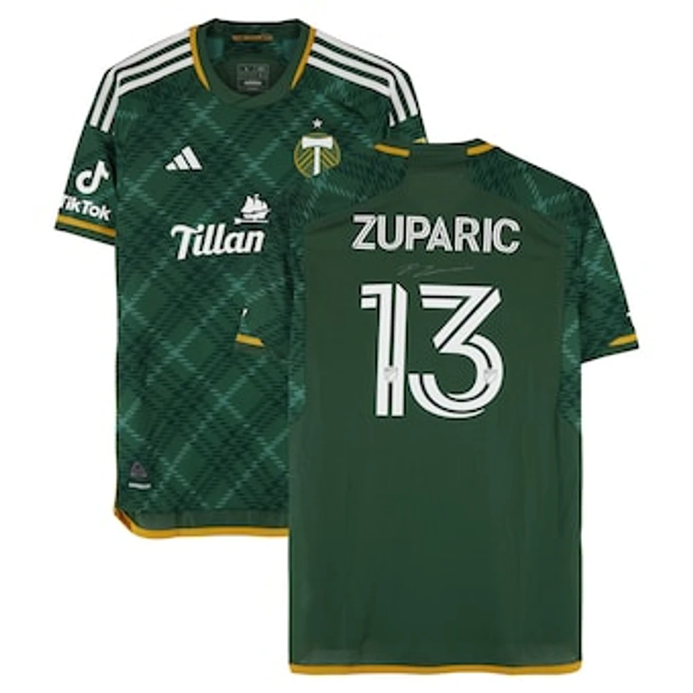 Dario Zuparic Portland Timbers Autographed Match-Used #13 Green adidas Jersey from the 2024 MLS Season - Size L