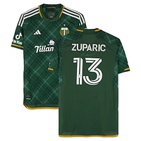 Dario Zuparic Portland Timbers Autographed Match-Used #13 Green adidas Jersey from the 2024 MLS Season - Size L