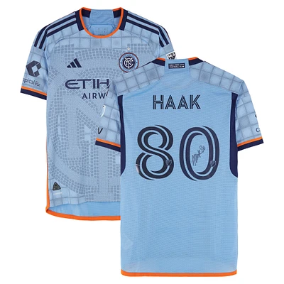 Justin Haak New York City FC Autographed Match-Used #80 Sky Blue adidas Jersey from the 2024 MLS Season - Size M