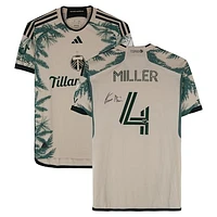 Kamal Miller Portland Timbers Autographed Match-Used #4 Tan adidas Jersey from the 2024 MLS Season - Size L