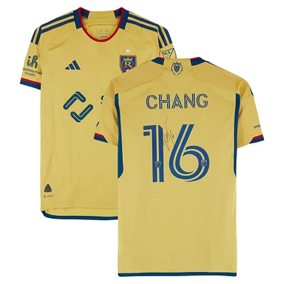 Maikel Chang Real Salt Lake Autographed Match-Used #16 Gold adidas Jersey from the 2024 MLS Season - Size M