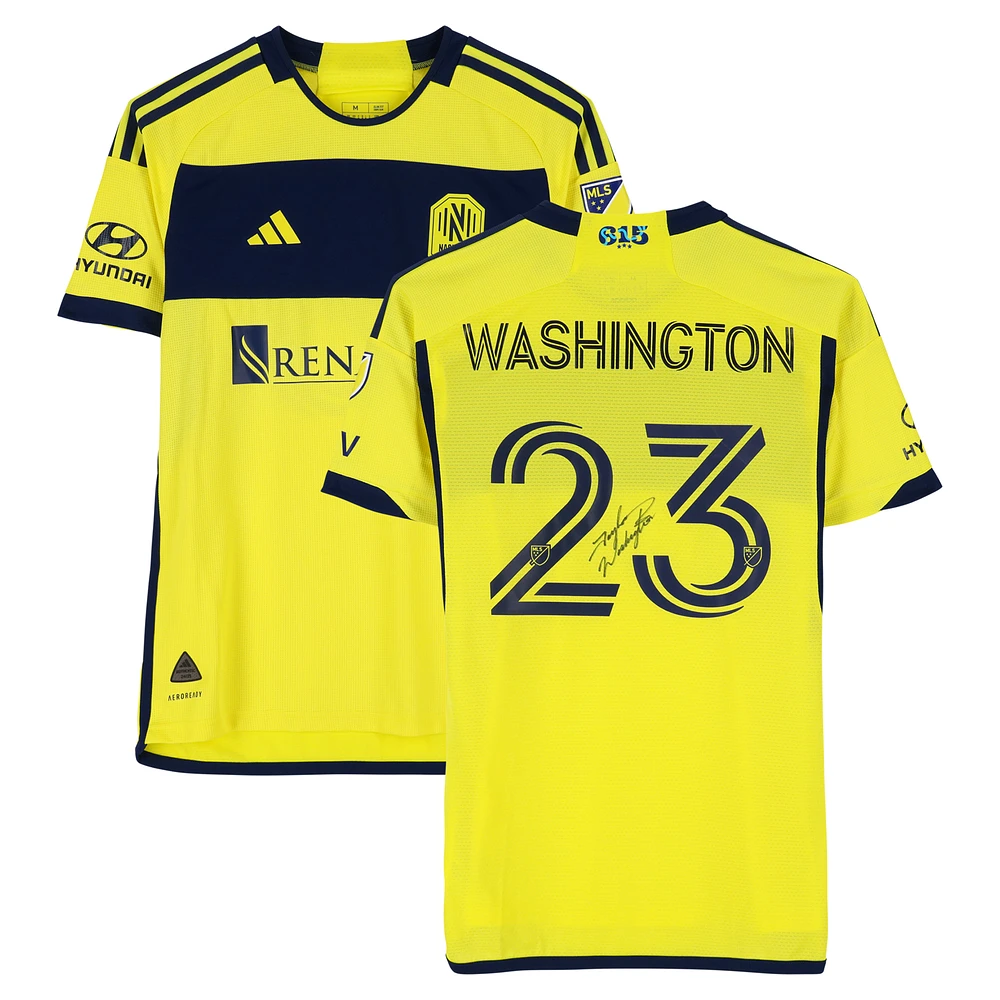 Taylor Washington Nashville SC Autographed Match-Used #23 Yellow adidas Jersey from the 2024 MLS Season - Size M
