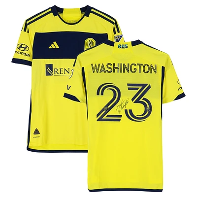 Taylor Washington Nashville SC Autographed Match-Used #23 Yellow adidas Jersey from the 2024 MLS Season - Size M