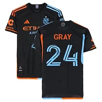 Tayvon Gray New York City FC Autographed Match-Used #24 Black adidas Jersey from the 2024 MLS Season - Size S