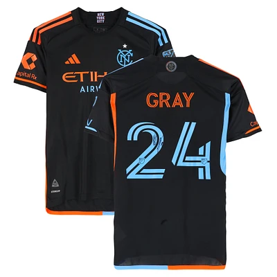 Tayvon Gray New York City FC Autographed Match-Used #24 Black adidas Jersey from the 2024 MLS Season - Size S
