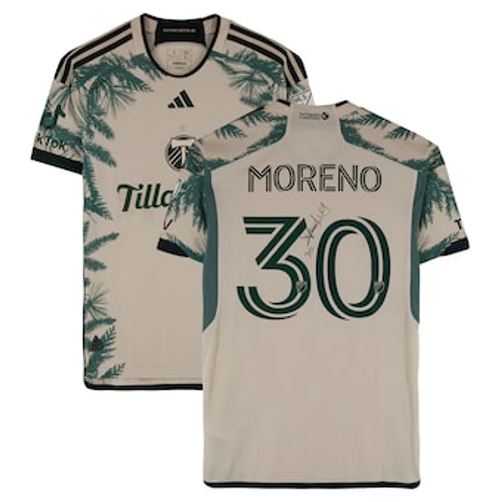 Santiago Moreno Portland Timbers Autographed Match-Used #30 Tan adidas Jersey from the 2024 MLS Season - Size S