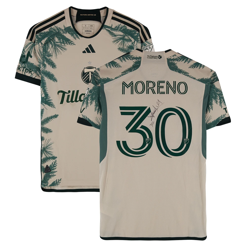 Santiago Moreno Portland Timbers Autographed Match-Used #30 Tan adidas Jersey from the 2024 MLS Season - Size S