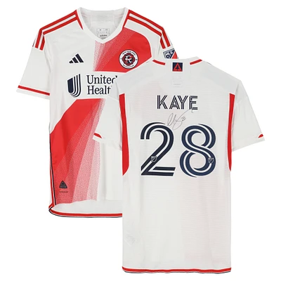 Mark-Anthony Kaye New England Revolution Autographed Match-Used #28 White adidas Jersey from the 2024 MLS Season - Size M