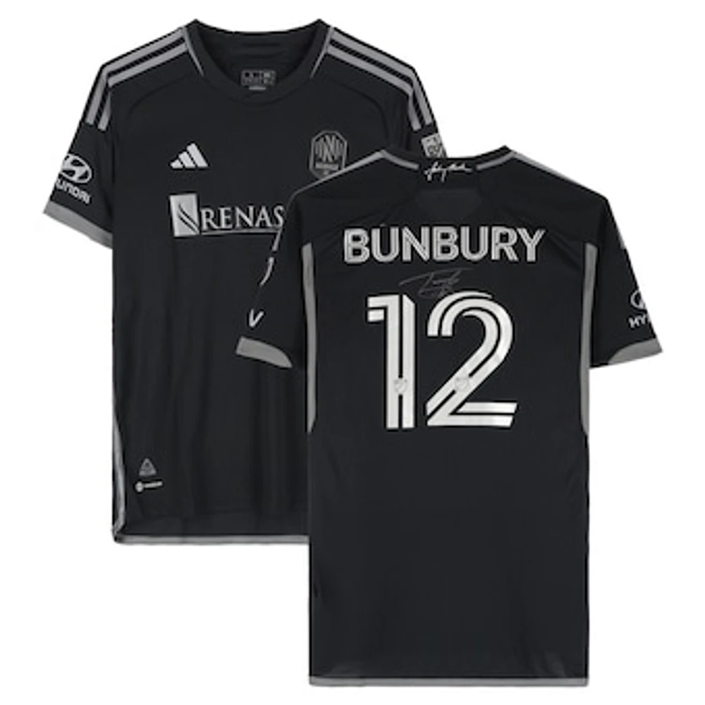 Teal Bunbury Nashville SC Autographed Match-Used #12 Black adidas Jersey from the 2024 MLS Season - Size L