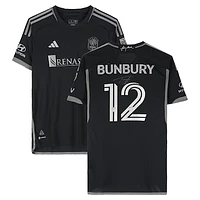 Teal Bunbury Nashville SC Autographed Match-Used #12 Black adidas Jersey from the 2024 MLS Season - Size L