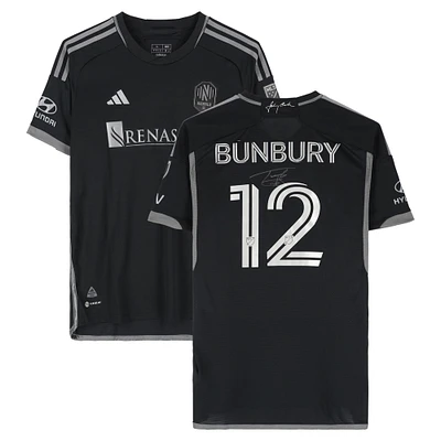 Teal Bunbury Nashville SC Autographed Match-Used #12 Black adidas Jersey from the 2024 MLS Season - Size L