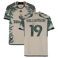 Eryk Williamson Portland Timbers Autographed Match-Used #19 Tan adidas Jersey from the 2024 MLS Season - Size M
