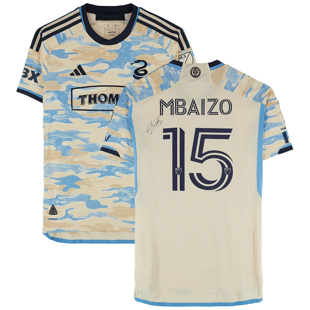 Olivier Mbaizo Philadelphia Union Autographed Match-Used #15 Tan adidas Jersey from the 2024 MLS Season - Size M