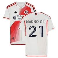 Nacho Gil New England Revolution Autographed Match-Used #21 White adidas Jersey from the 2024 MLS Season - Size S