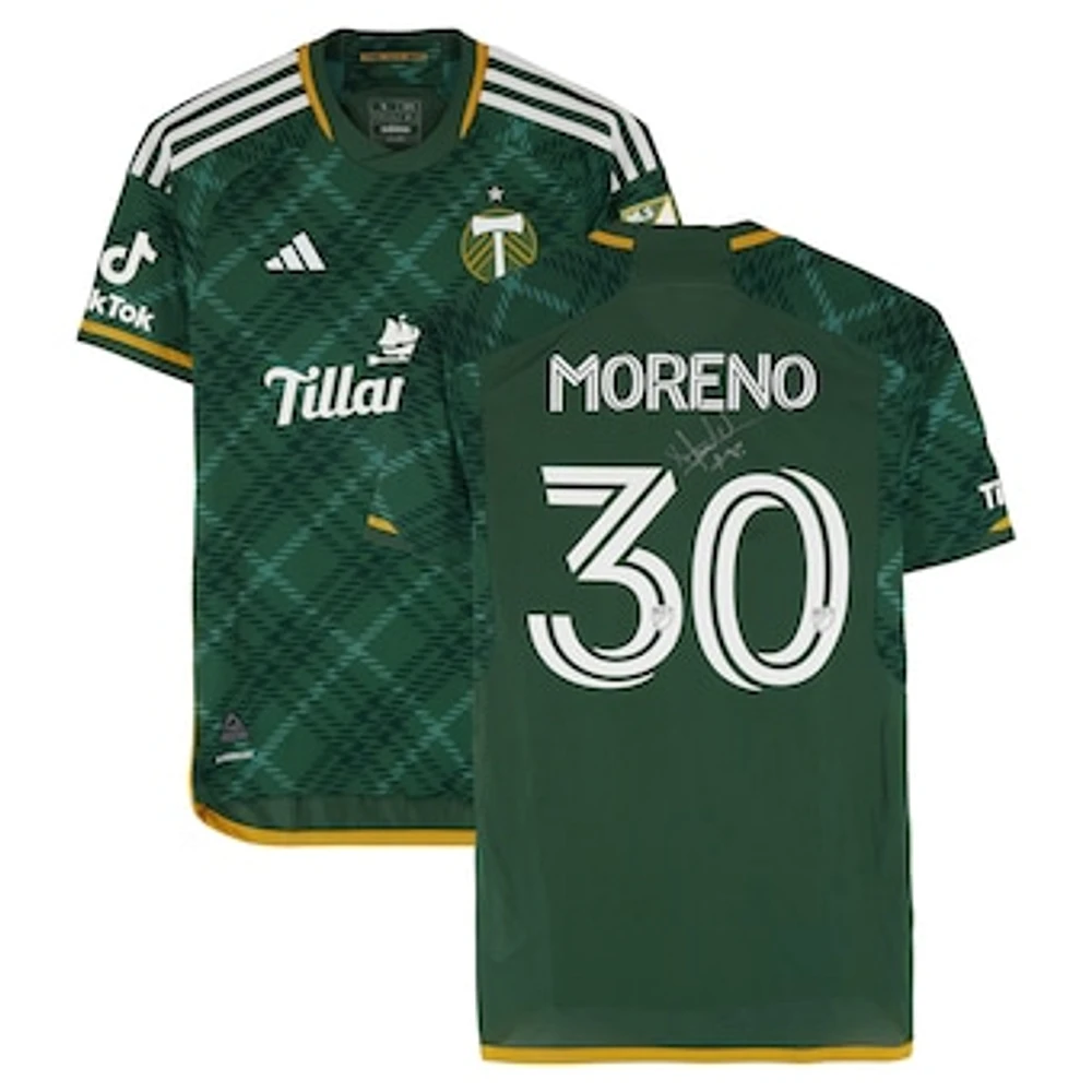 Santiago Moreno Portland Timbers Autographed Match-Used #30 Green adidas Jersey from the 2024 MLS Season - Size S