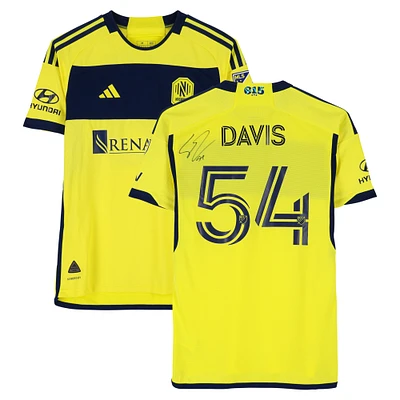 Sean Davis Nashville SC Autographed Match-Used #54 Yellow adidas Jersey from the 2024 MLS Season - Size M