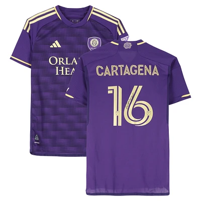 Wilder Cartagena Orlando City SC Autographed Match-Used #16 Purple adidas Jersey from the 2024 MLS Season - Size M