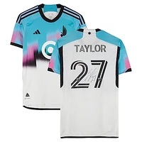 DJ Taylor Minnesota United FC Autographed Match-Used #27 White adidas Jersey from the 2024 MLS Season - Size M
