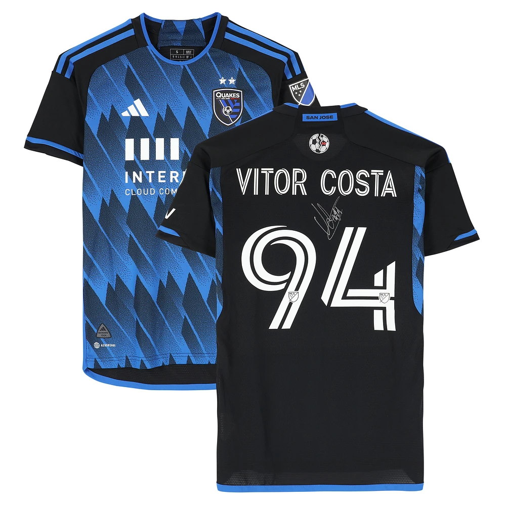 Vitor Costa de Brito San Jose Earthquakes Autographed Match-Used #94 Blue/Black adidas Jersey from the 2024 MLS Season - Size S