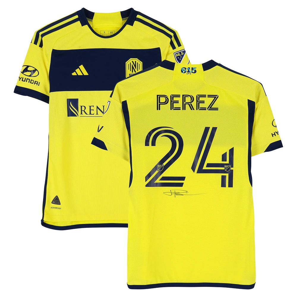 Jonathan Pérez Nashville SC Autographed Match-Used #24 Yellow adidas Jersey from the 2024 MLS Season - Size S