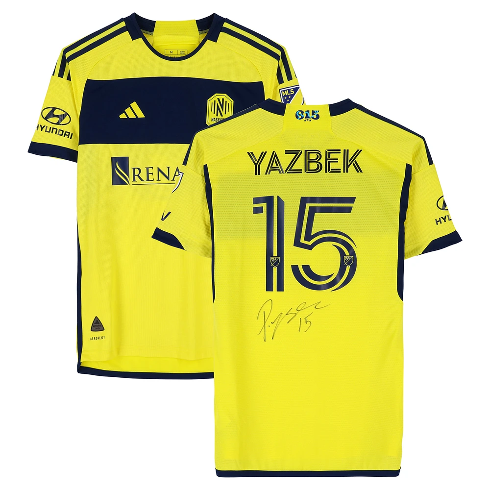 Patrick Yazbek Nashville SC Autographed Match-Used #15 Yellow adidas Jersey from the 2024 MLS Season - Size M