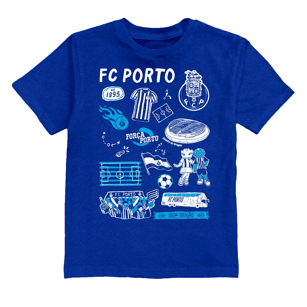 Youth Vive La Fete Blue FC Porto Impressions Artwork T-Shirt