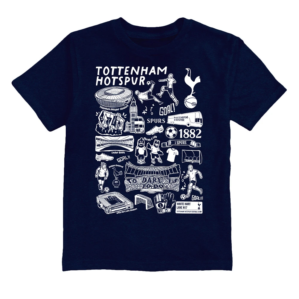 Youth Vive La Fete Navy Tottenham Hotspur Impressions Artwork T-Shirt