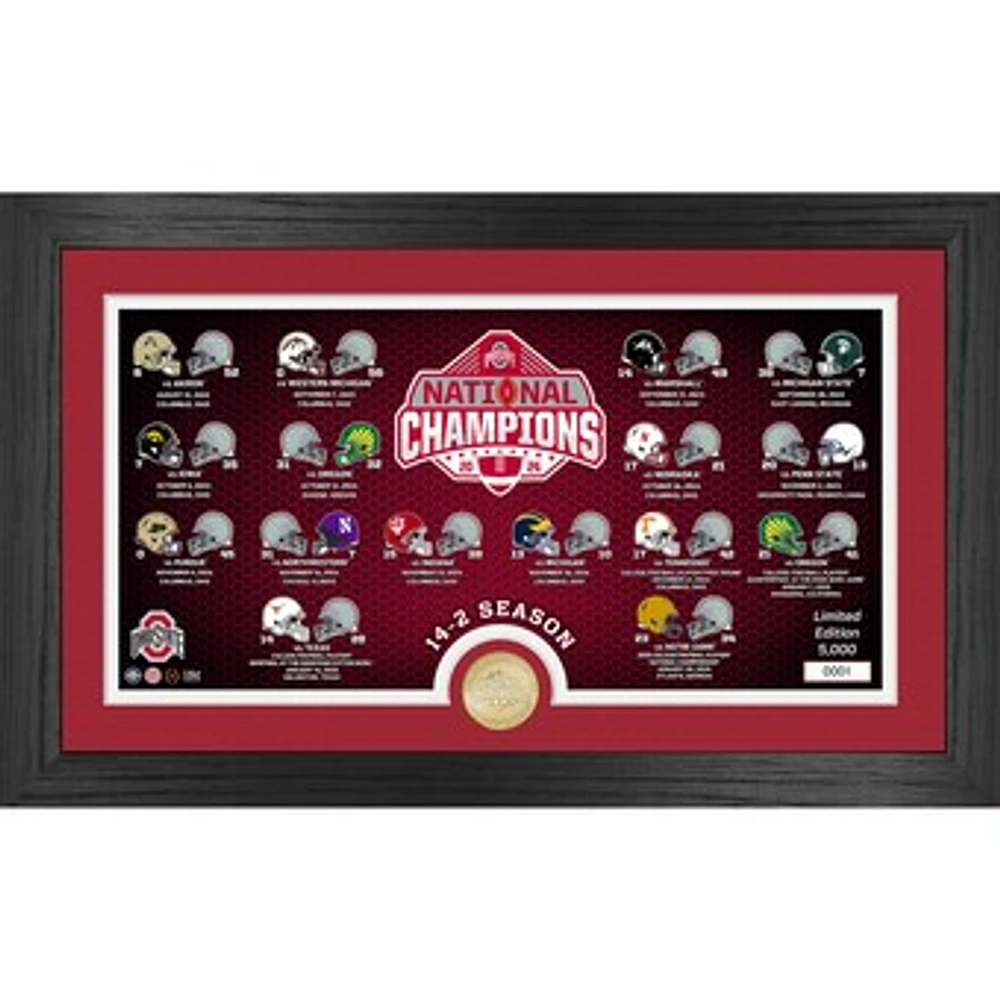 Highland Mint Ohio State Buckeyes College Football Playoff 2024 National Champions 12'' x 20'' Panoramic Schedule Bronze Coin Photo Mint