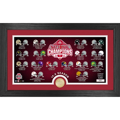 Highland Mint Ohio State Buckeyes College Football Playoff 2024 National Champions 12'' x 20'' Panoramic Schedule Bronze Coin Photo Mint